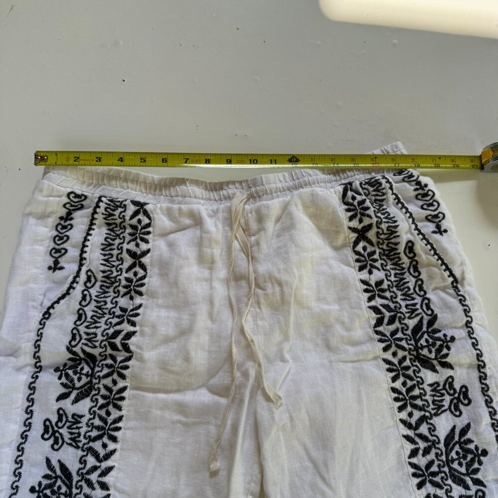 Johnny Was white linen shorts with dark blue embroidery Size L - Picture 6 of 7